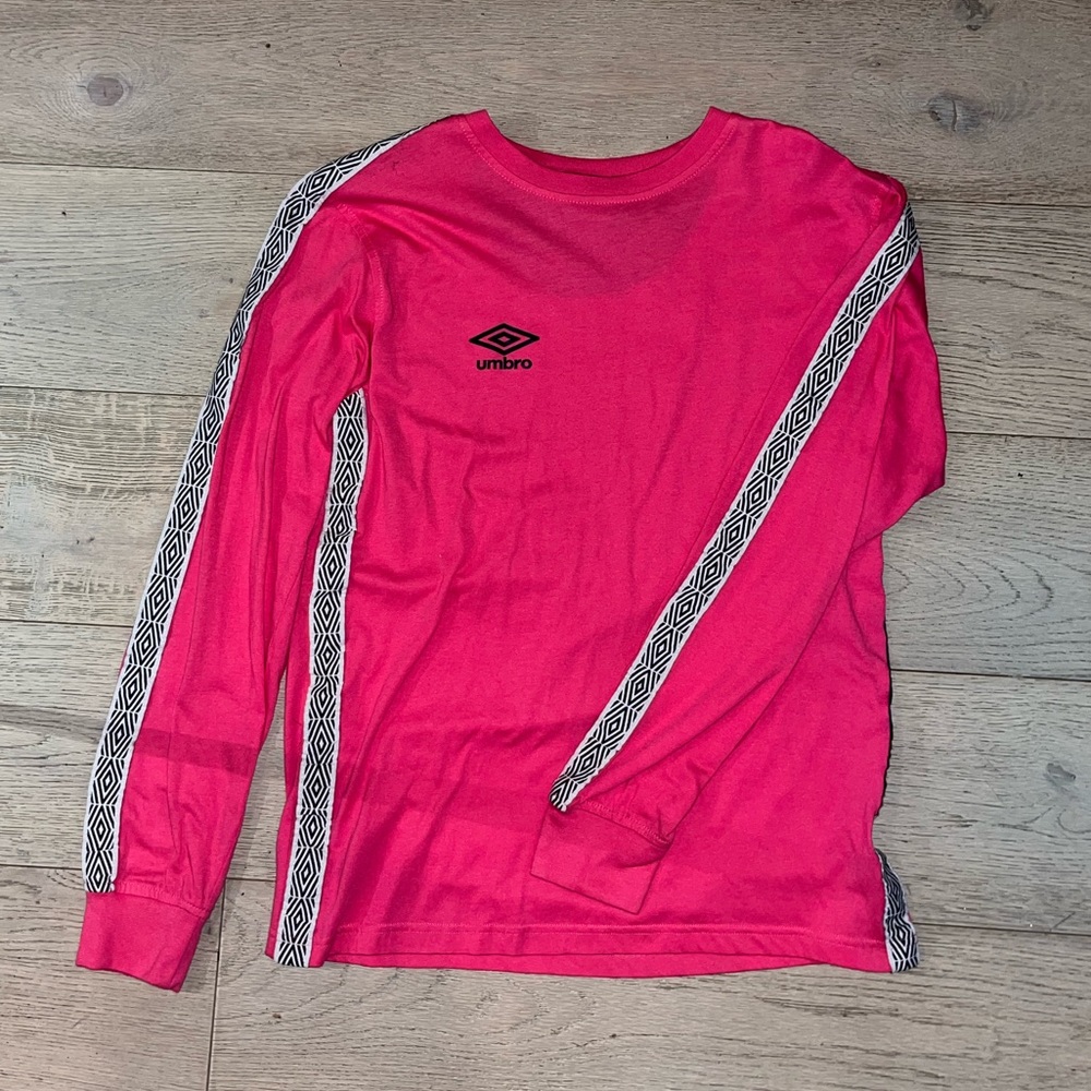 Mens M Umbro Long Sleeve Tee Shirt Pink
